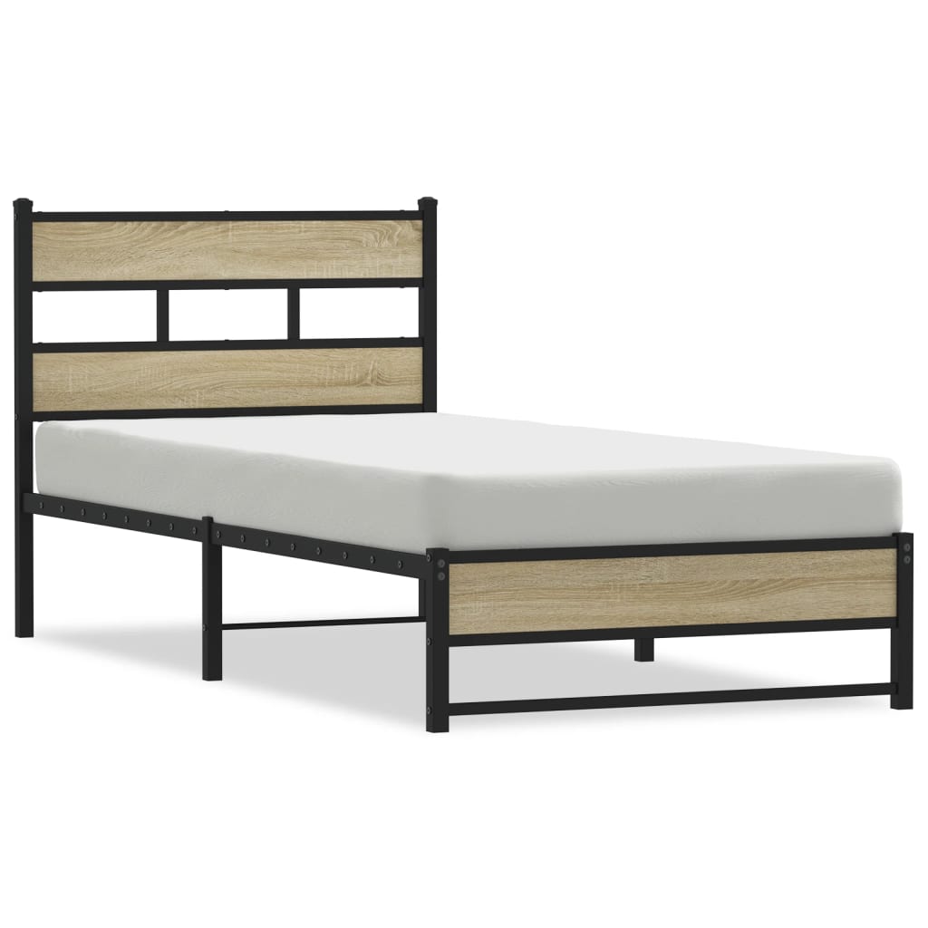 Sengeramme i metall uten madrass sonoma eik 107x203 cm