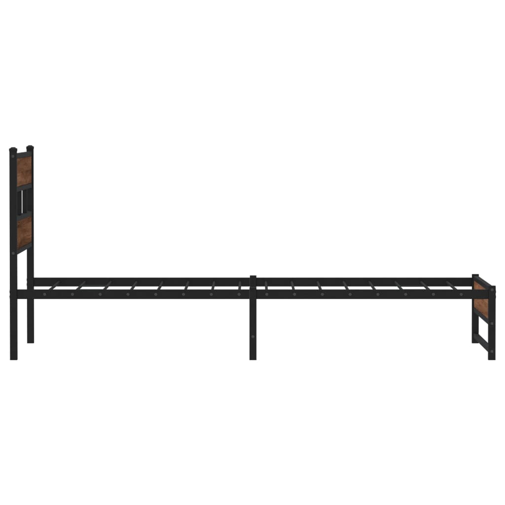 Sengeramme i metall uten madrass brun eik 100x190 cm