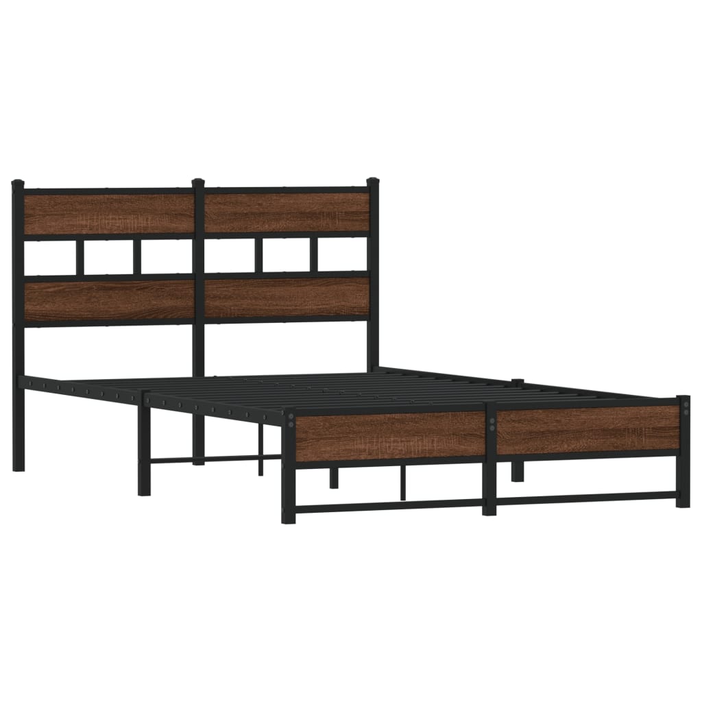 Sengeramme i metall uten madrass brun eik 120x190 cm