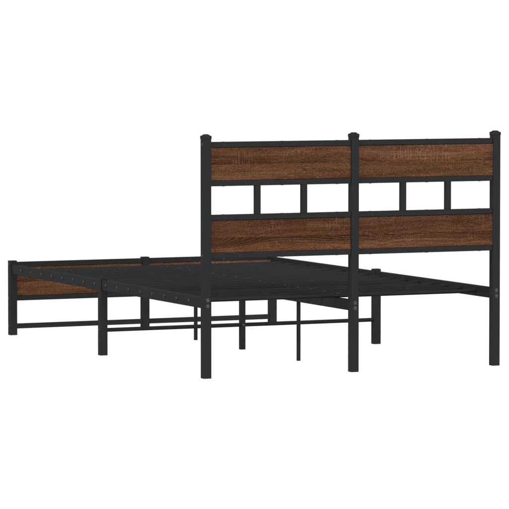 Sengeramme i metall uten madrass brun eik 120x190 cm