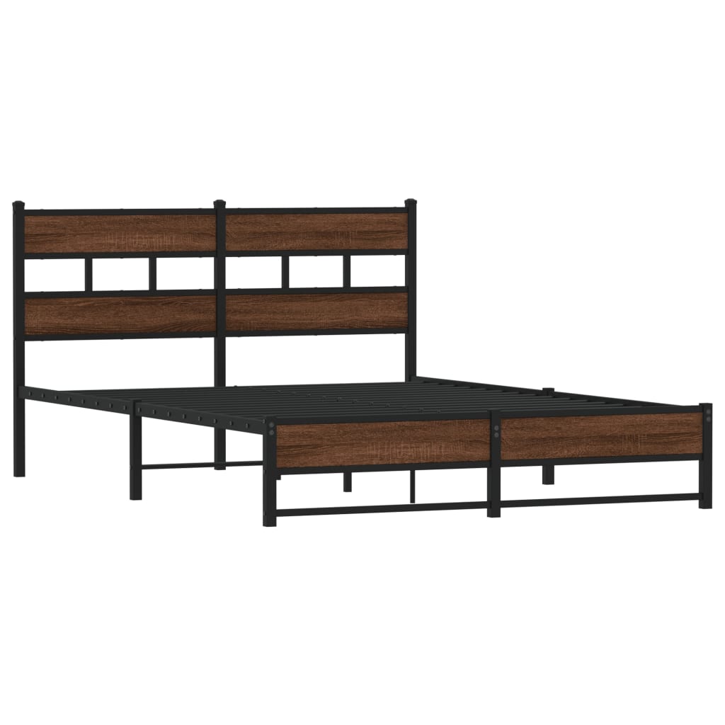 Sengeramme i metall uten madrass brun eik 140x190 cm
