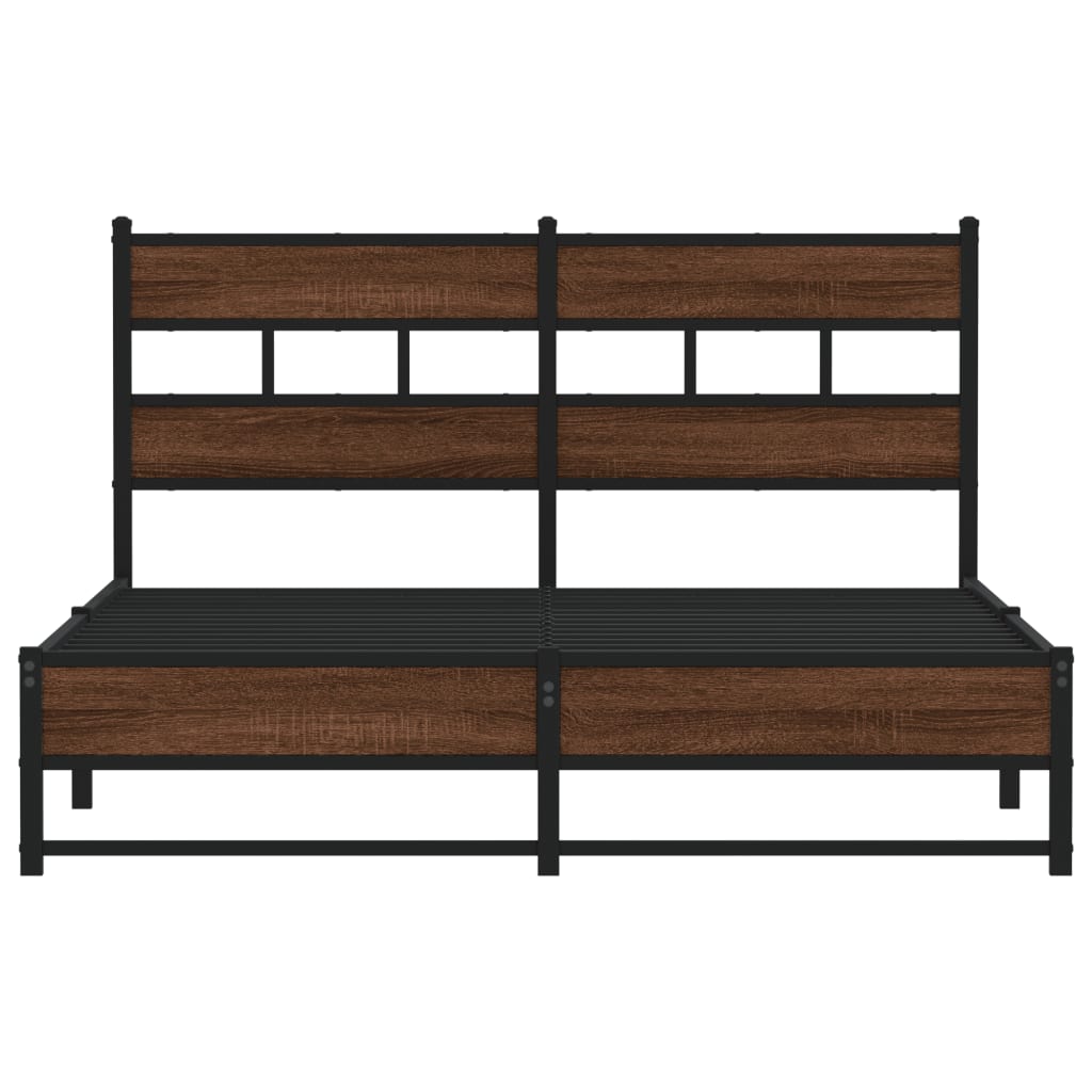 Sengeramme i metall uten madrass brun eik 140x190 cm