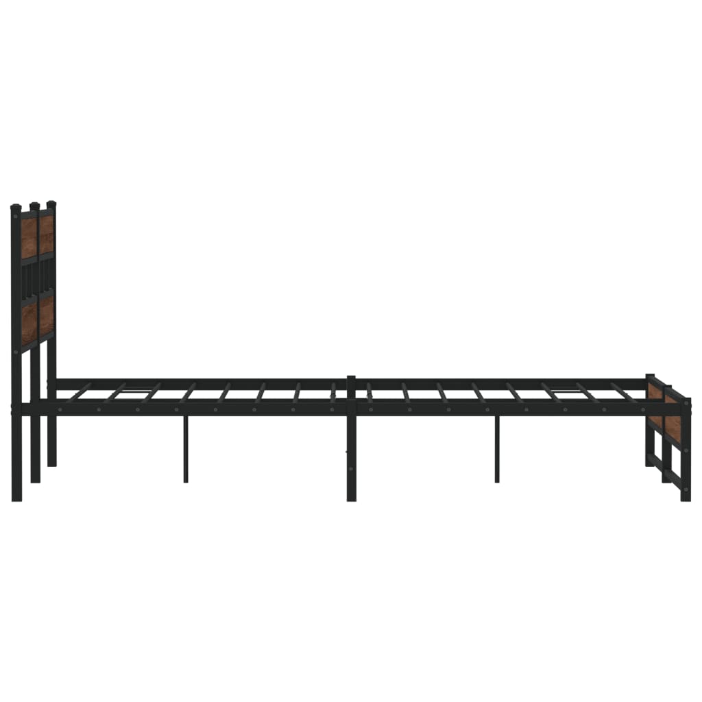 Sengeramme i metall uten madrass brun eik 140x190 cm