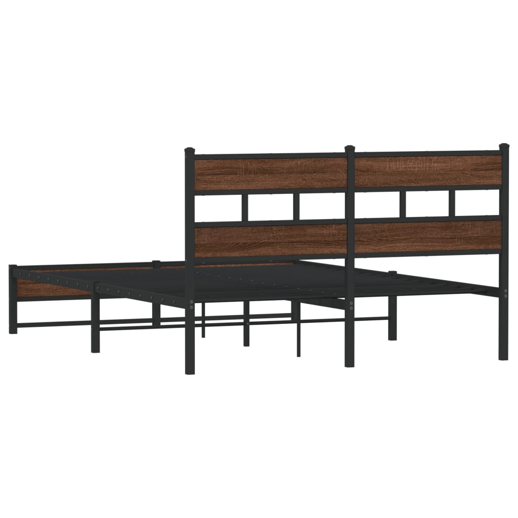 Sengeramme i metall uten madrass brun eik 140x190 cm
