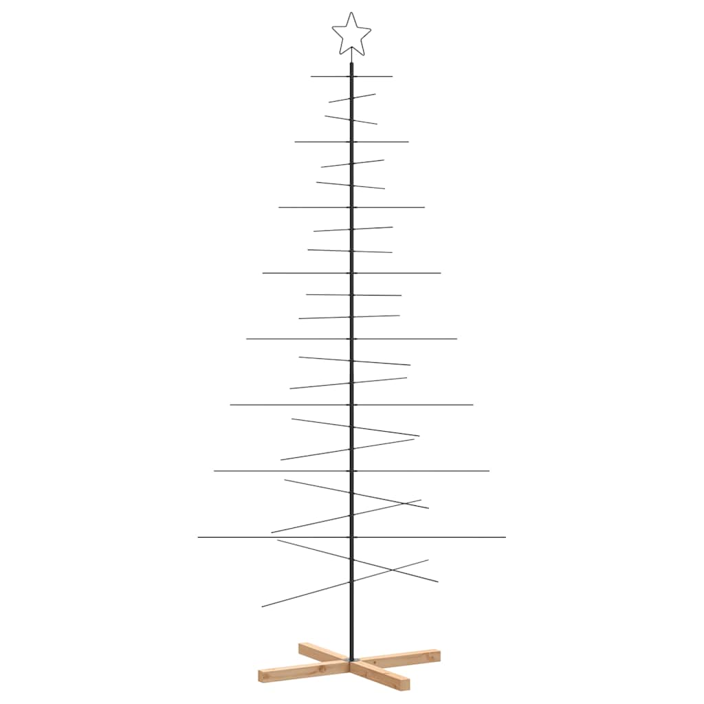 Juletre til dekorasjon med trebunn metall svart 210 cm