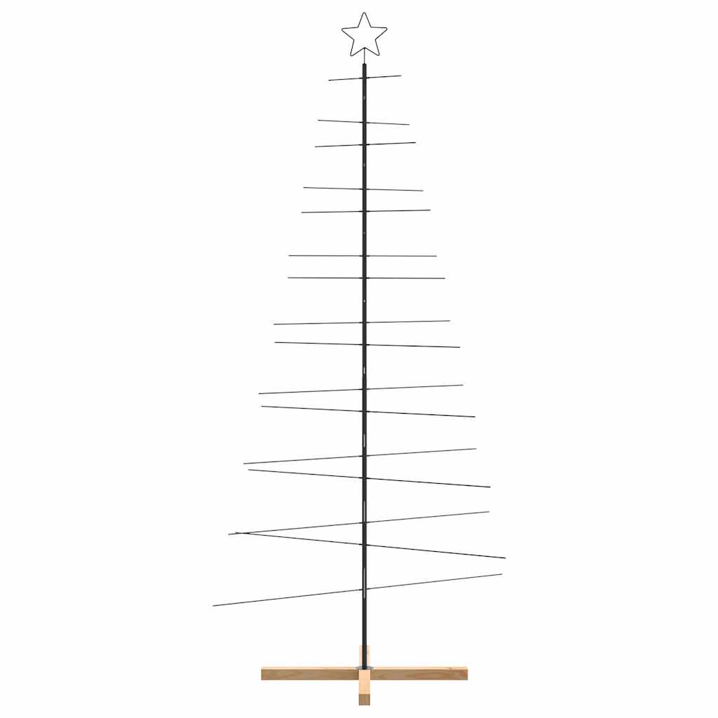 Juletre til dekorasjon med trebunn metall svart 210 cm