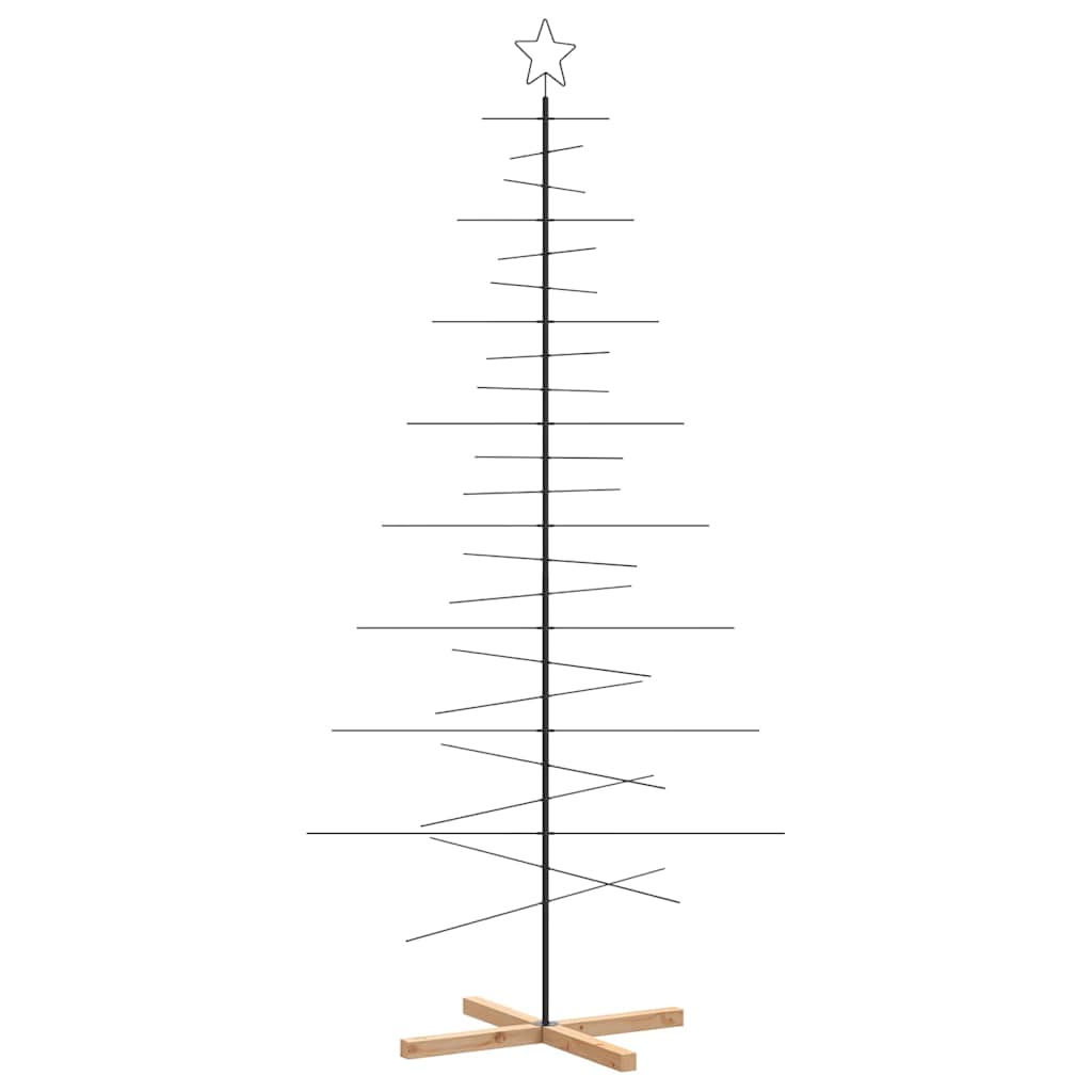 Juletre til dekorasjon med trebunn metall svart 210 cm