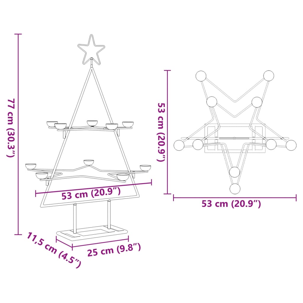 Juletre til dekorasjon metall svart 75 cm