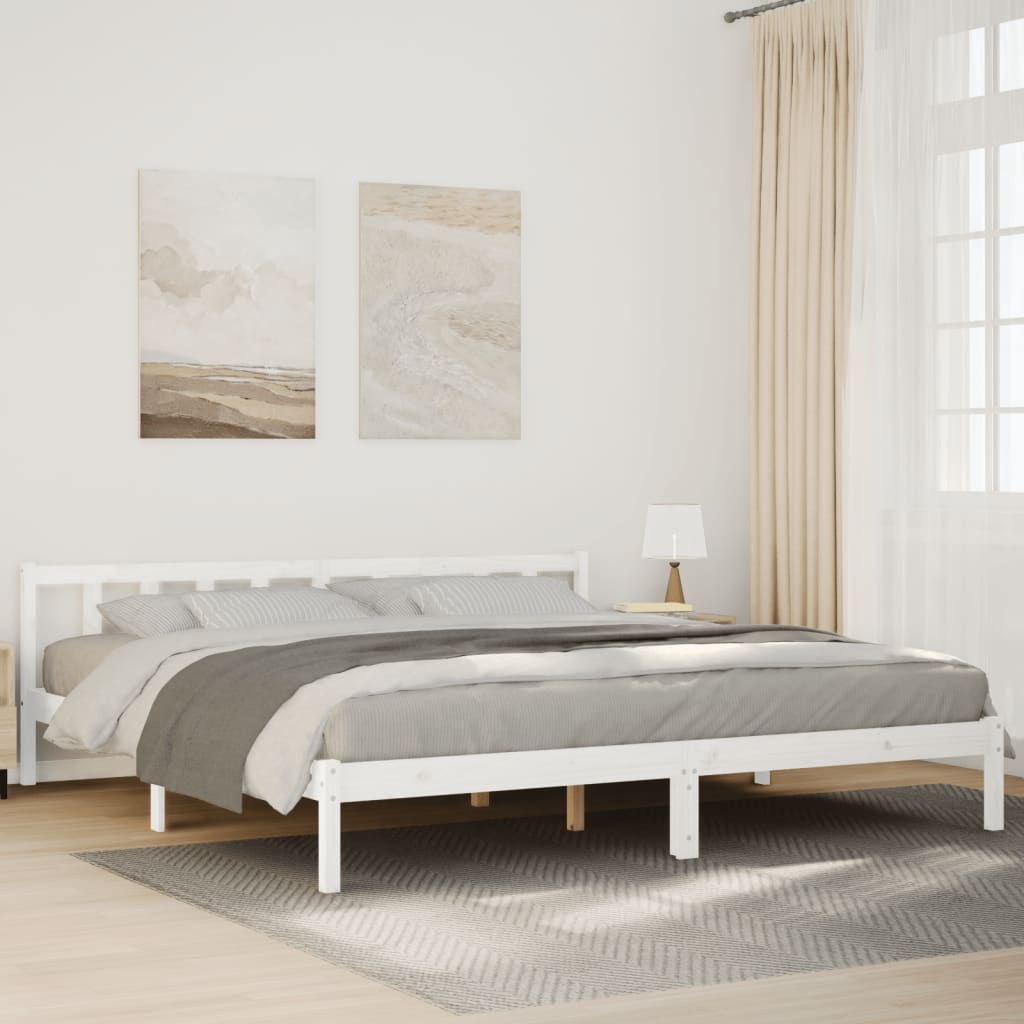 Ekstra lang sengeramme uten madrass hvit 200x220 cm heltre furu