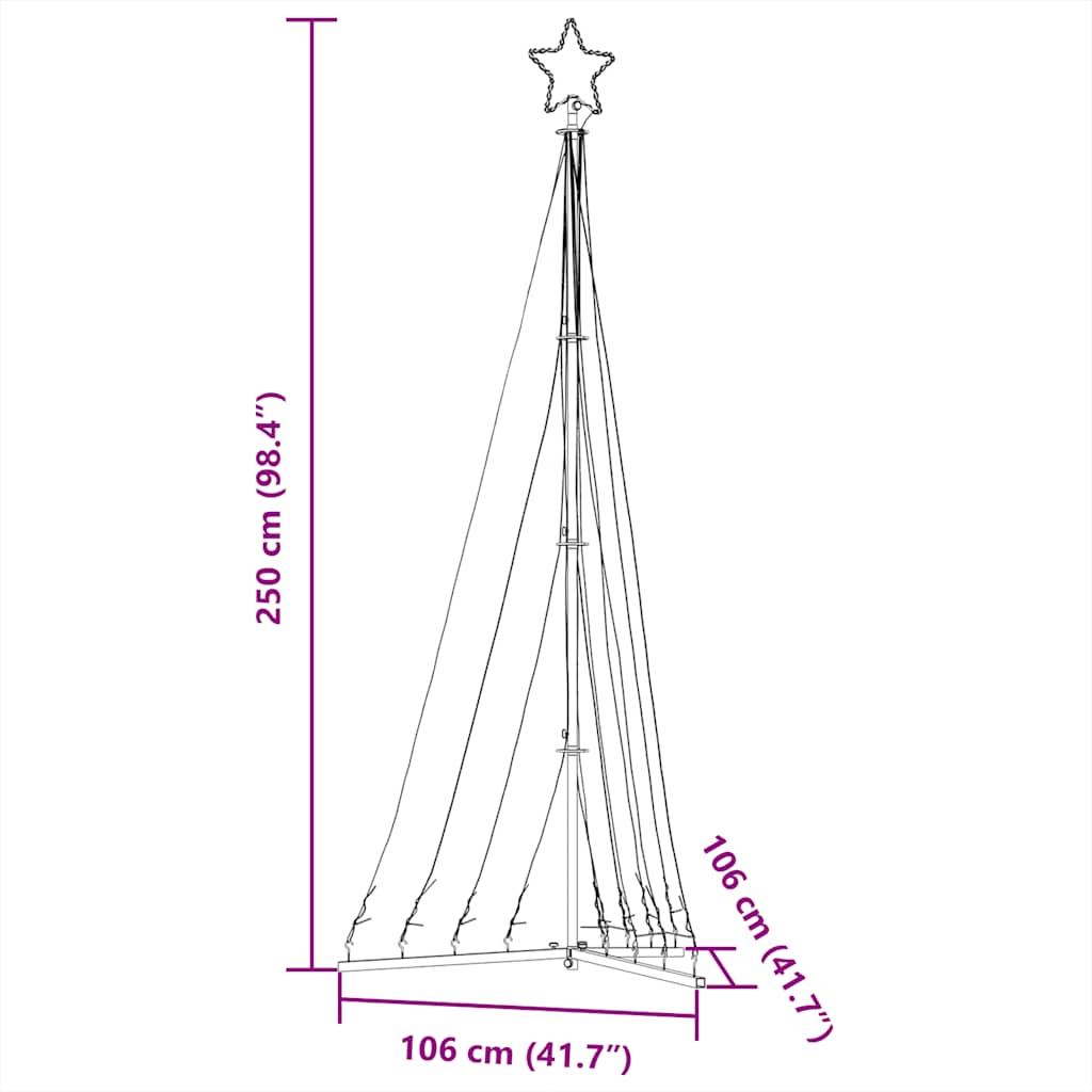 LED Juletre 447 LEDs Kald Hvit 249 cm