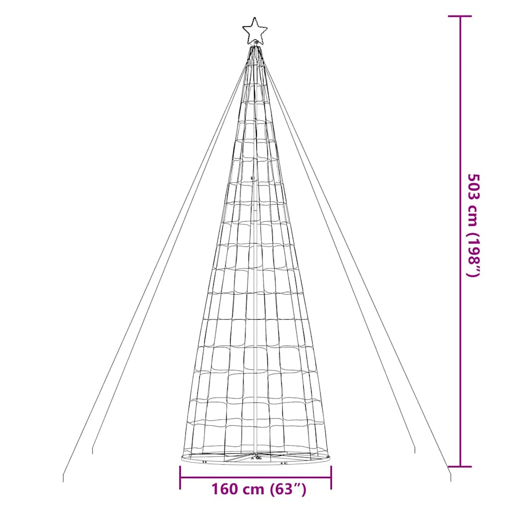 LED Juletre 1534 LEDs Kald Hvit 503 cm