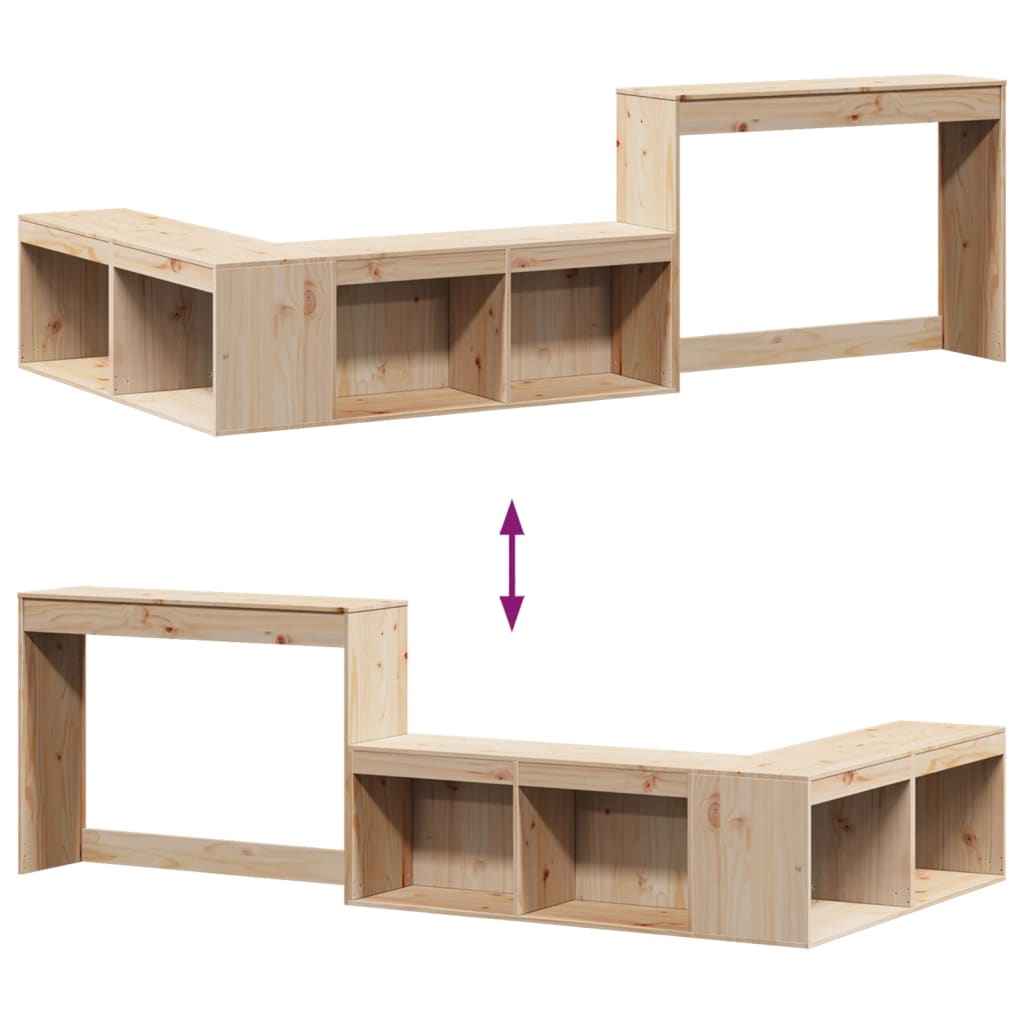 Nattbord med skrivebord 232x122x75 cm heltre furu