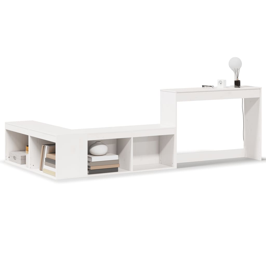 Nattbord med skrivebord hvit 232x122x75 cm heltre furu