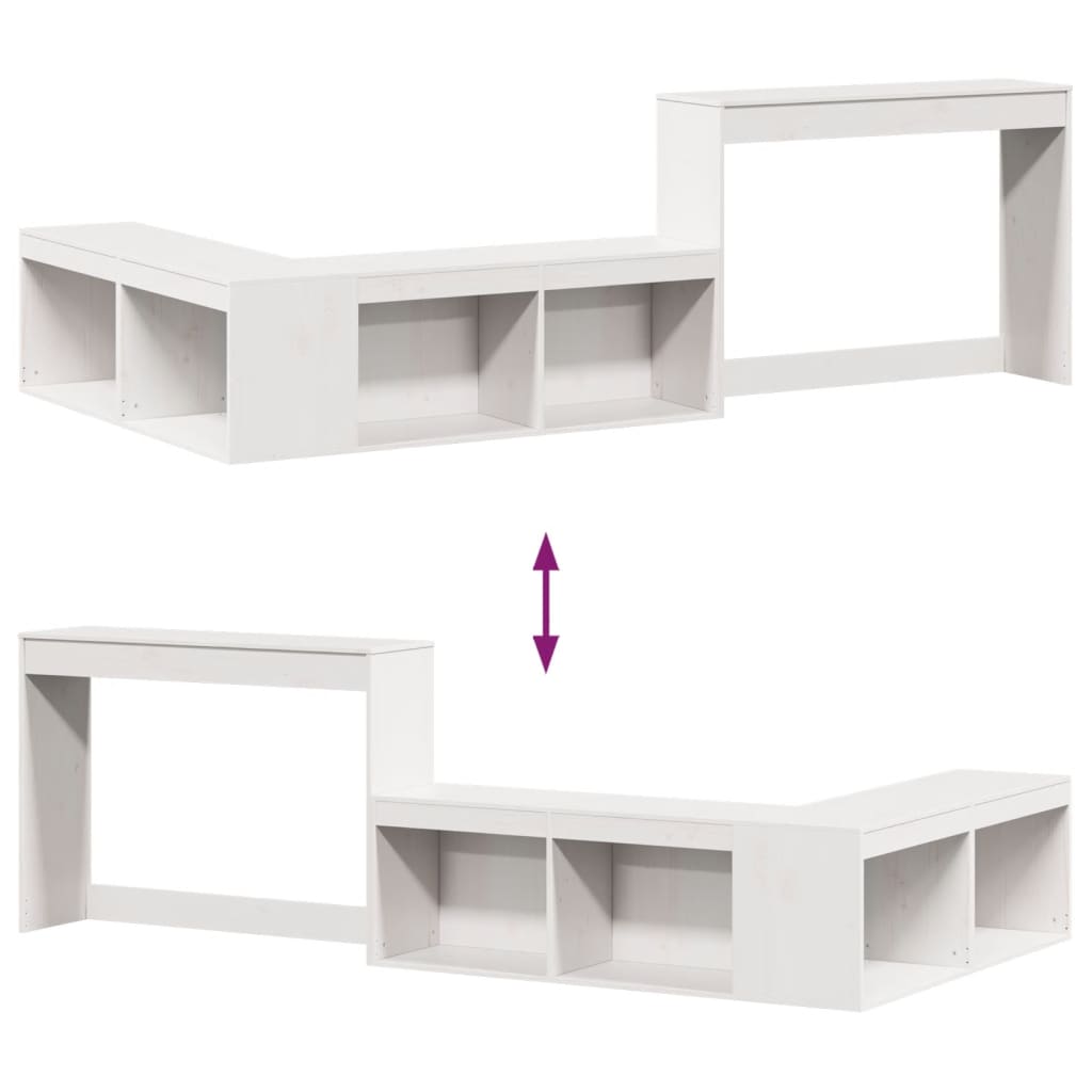 Nattbord med skrivebord hvit 232x122x75 cm heltre furu