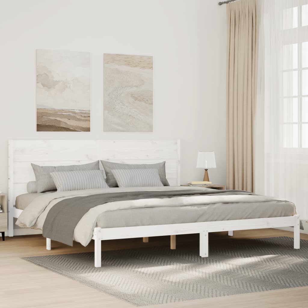 Ekstra lang sengeramme uten madrass hvit 140x220 cm heltre