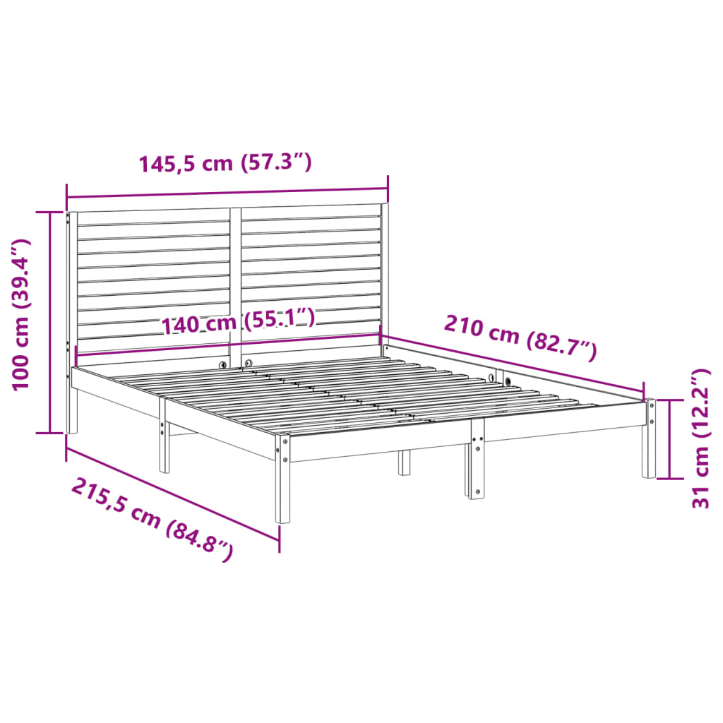 Ekstra lang sengeramme uten madrass 140x210 cm heltre