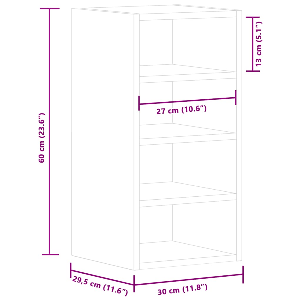 Hengende skap "Riga" gammelt tre 30x29,5x60 cm konstruert tre