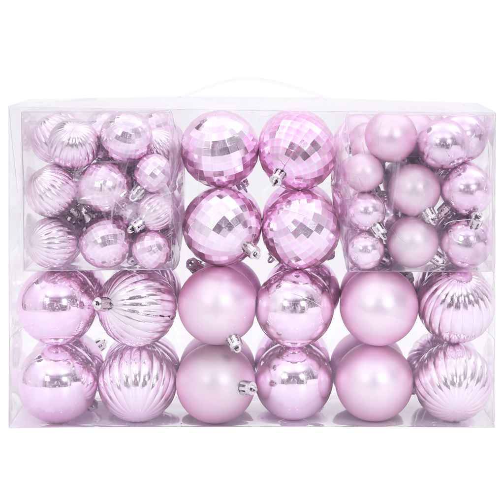 Julekuler 100 stk rosa Ø3/4/6 cm