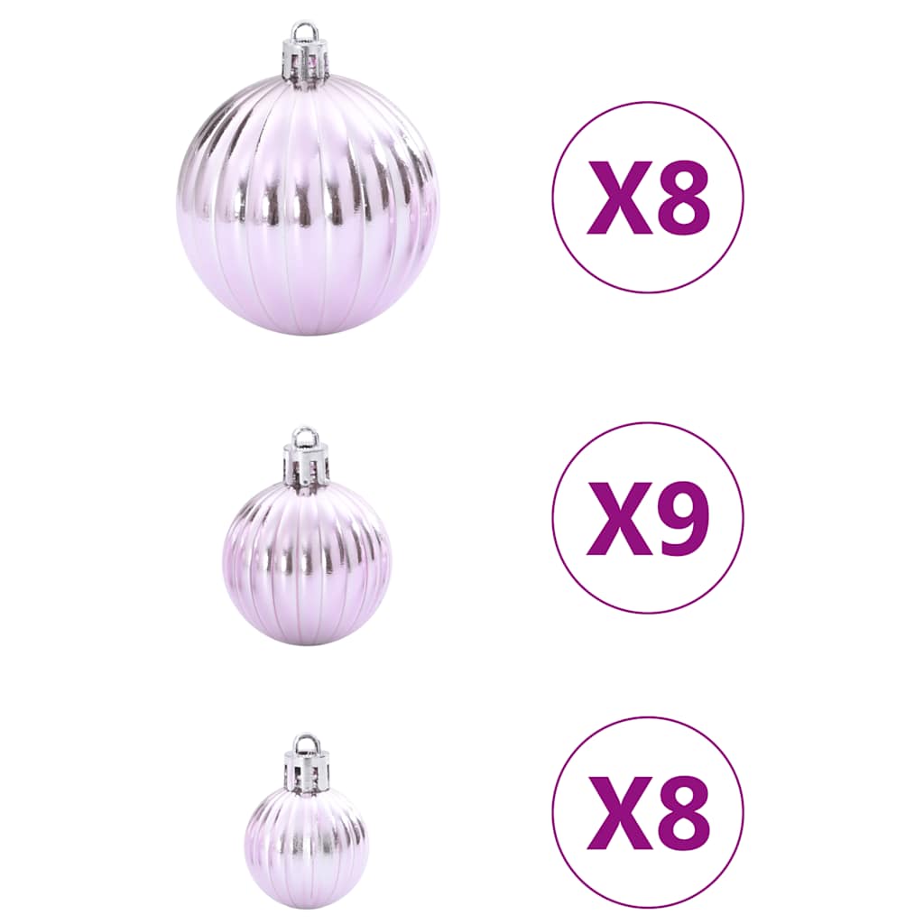 Julekuler 100 stk rosa Ø3/4/6 cm