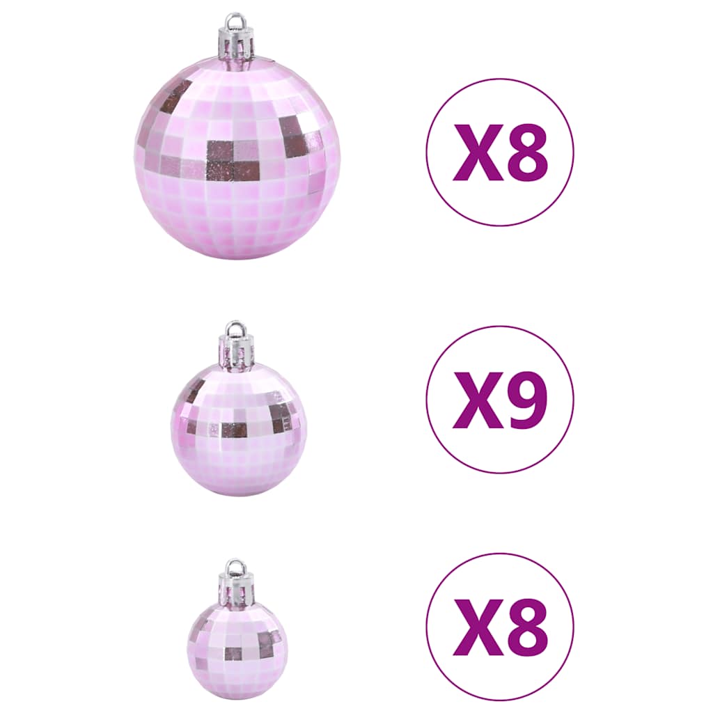 Julekuler 100 stk rosa Ø3/4/6 cm