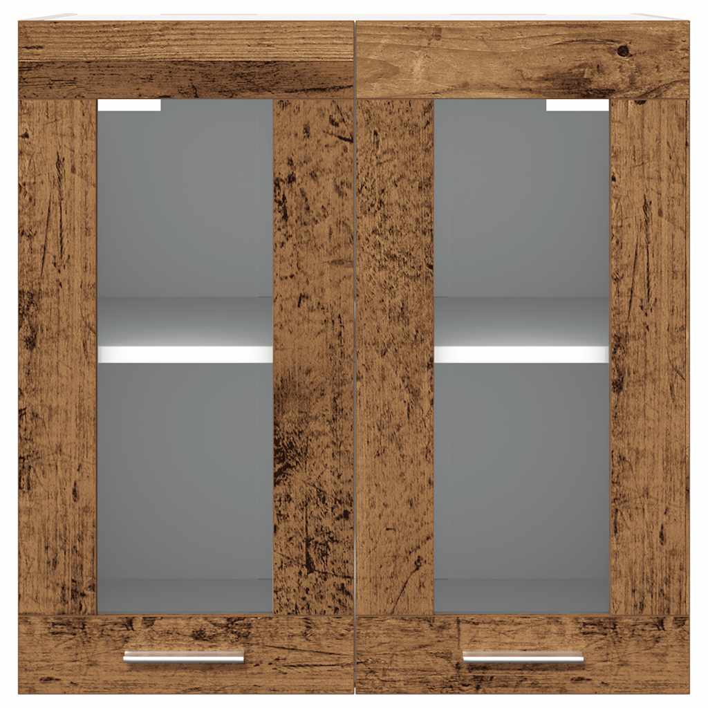 Kjøkken veggskap med glassdør gammelt tre 60x31x60 cm