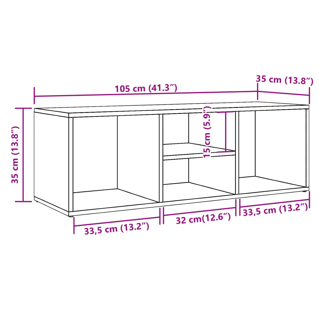 Skohylle gammelt tre 105x35x35 cm konstruert tre