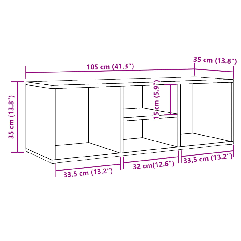 Skohylle artisan eik 105x35x35 cm konstruert tre