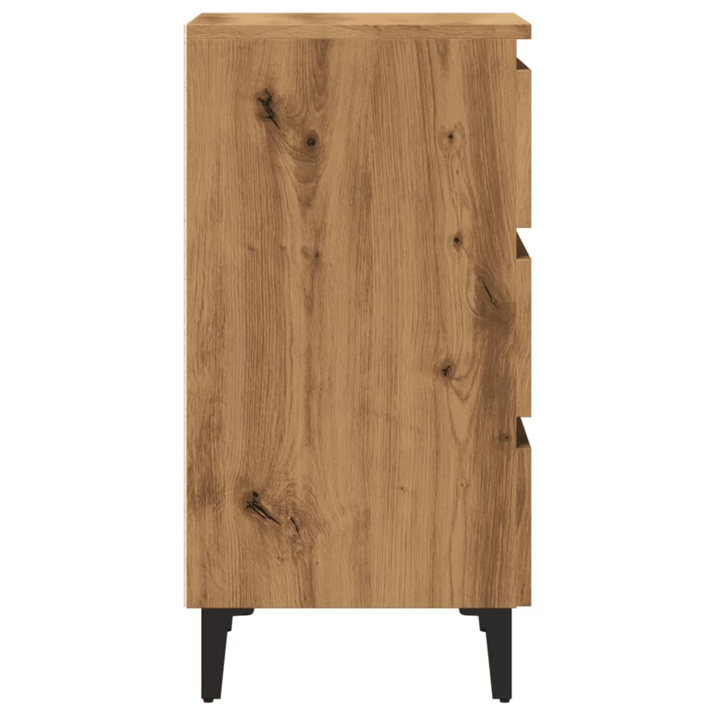 Nattbord med metallben artisan eik 40x35x69 cm