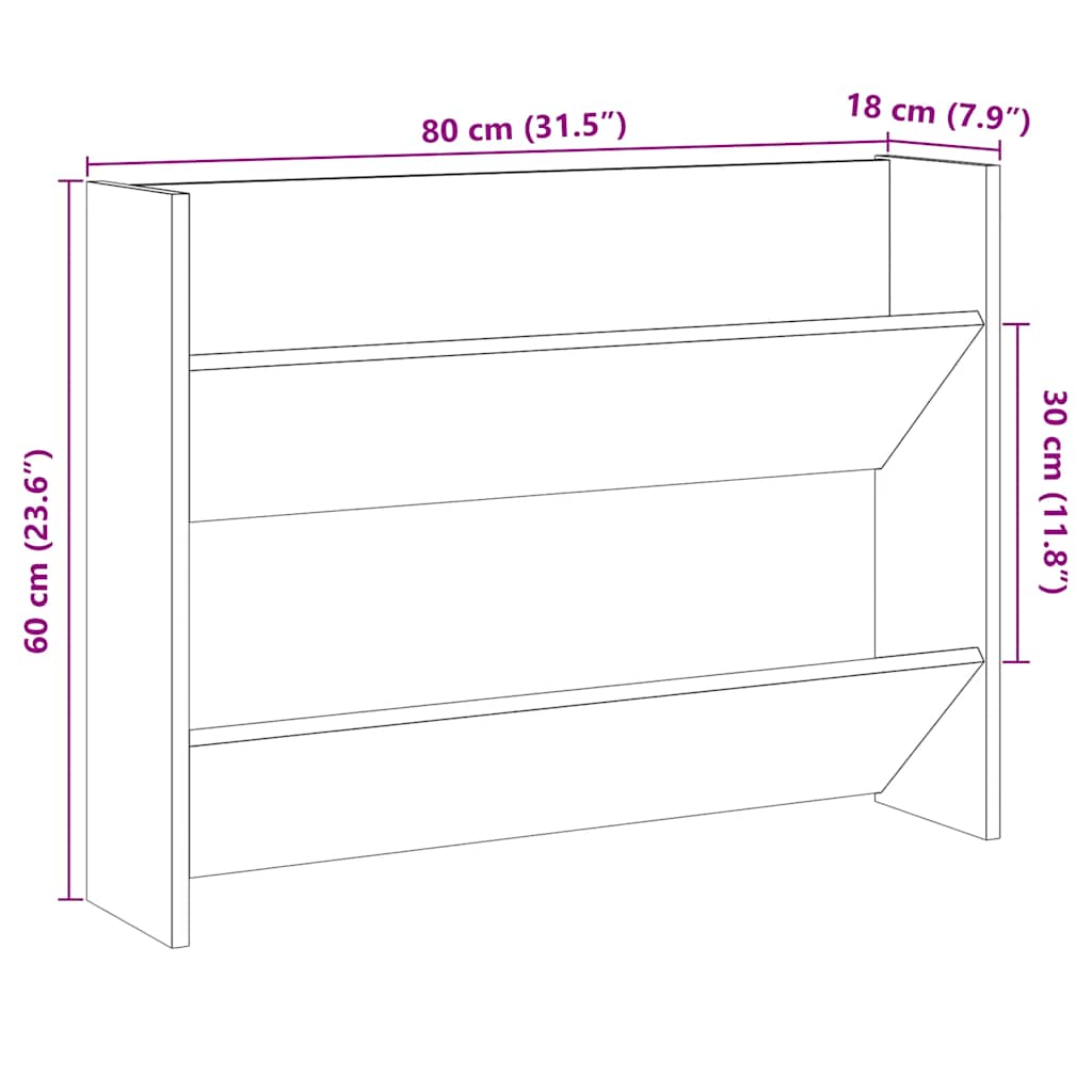 Veggmontert skohylle artisan eik 80x18x60 cm konstruert tre