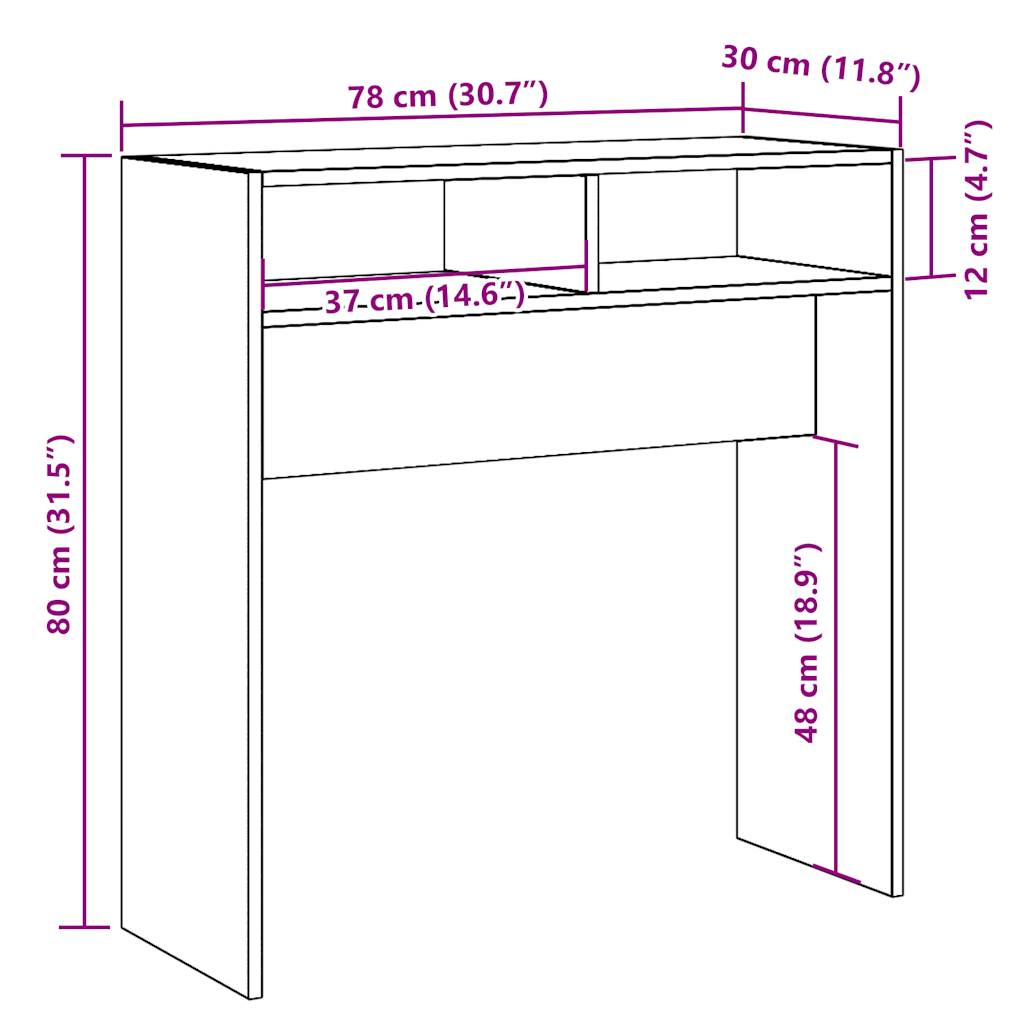 Konsollbord artisan eik 78x30x80 cm konstruert tre