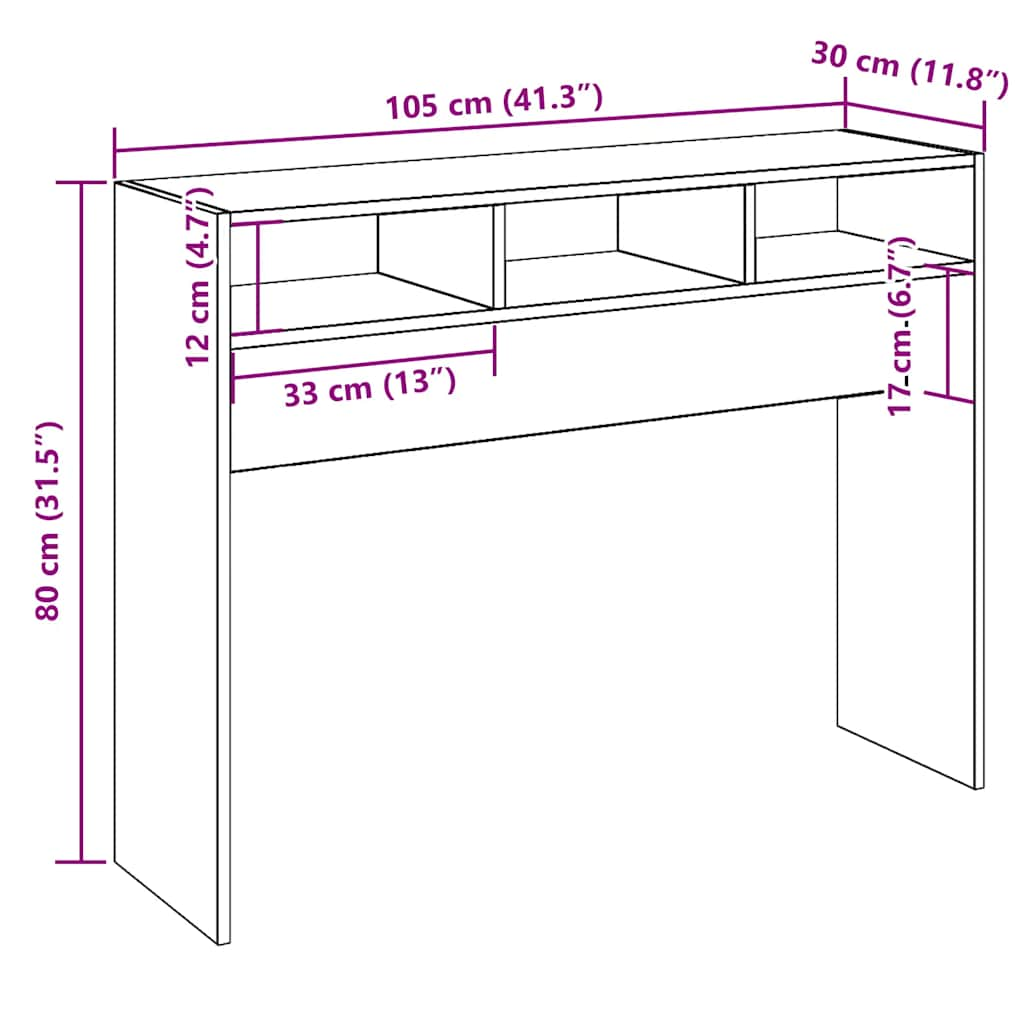 Konsollbord gammelt tre 105x30x80 cm konstruert tre