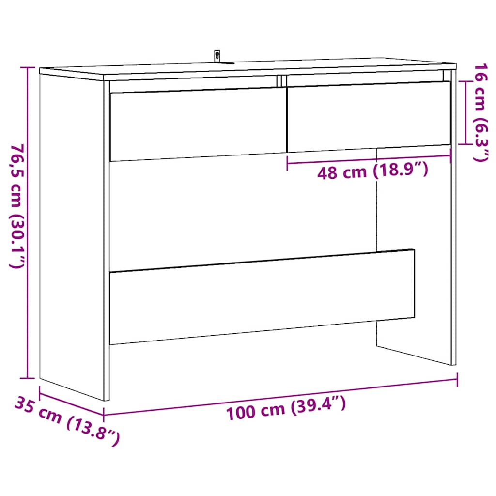 Konsollbord artisan eik 100x35x76,5 cm konstruert tre