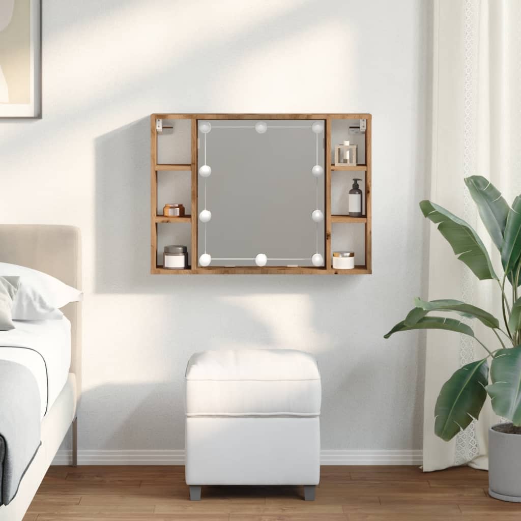 Sminkebord med LED artisan eik 76x15x55 cm konstruert tre