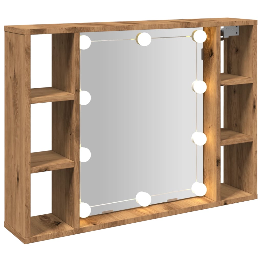 Sminkebord med LED artisan eik 76x15x55 cm konstruert tre