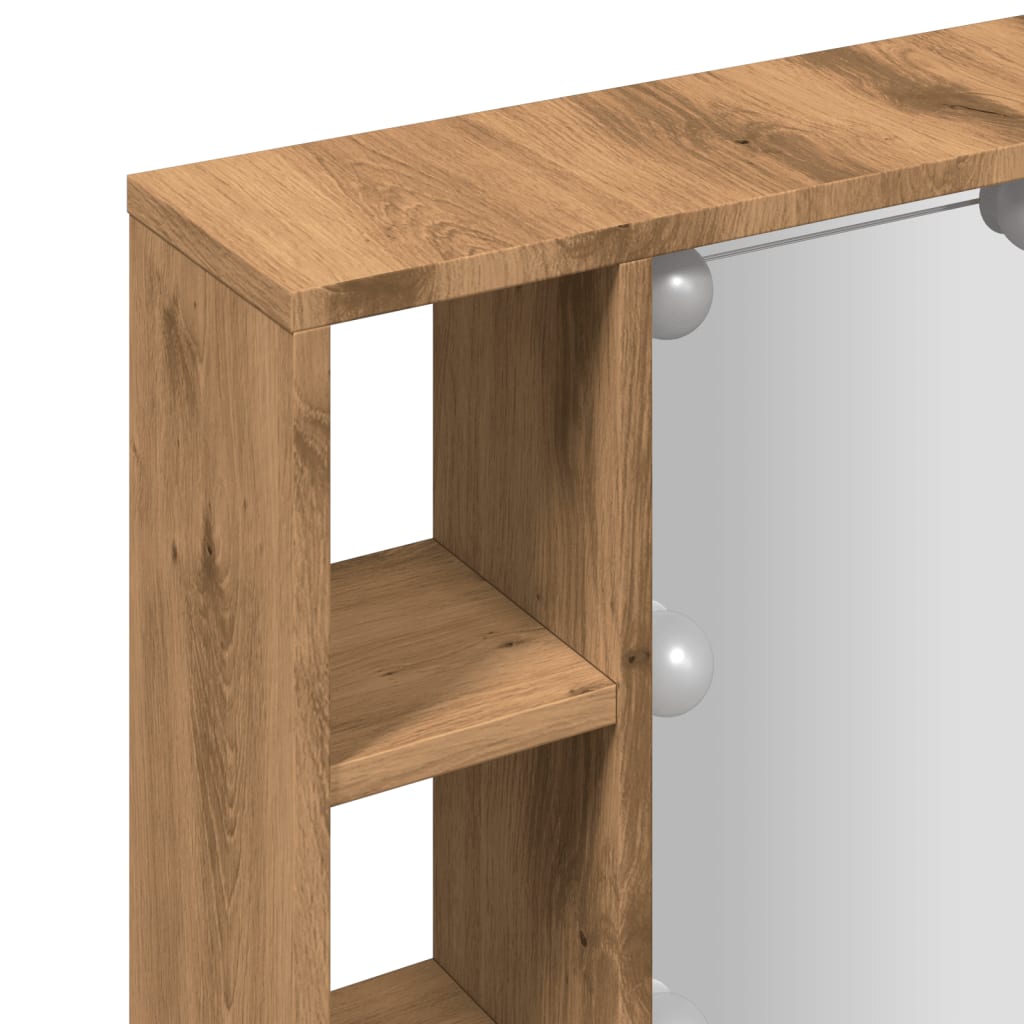 Sminkebord med LED artisan eik 76x15x55 cm konstruert tre