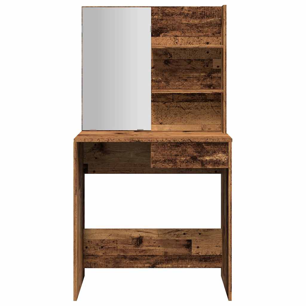 Sminkebord med speil gammelt tre 74,5x40x141 cm
