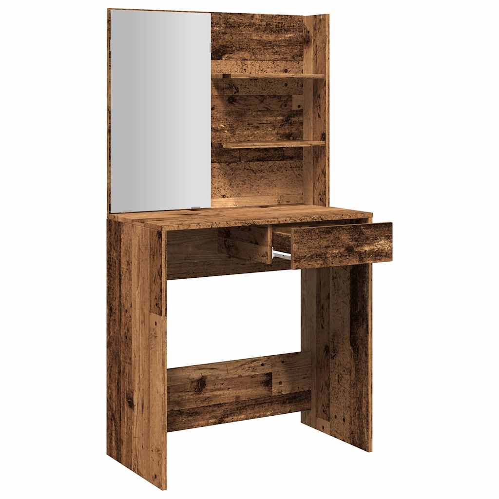 Sminkebord med speil gammelt tre 74,5x40x141 cm