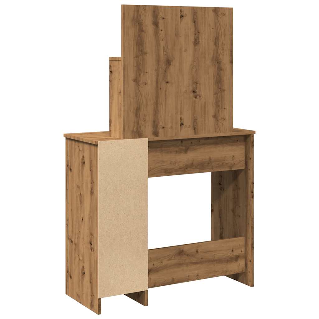 Sminkebord med LED artisan eik 86,5x35x136 cm