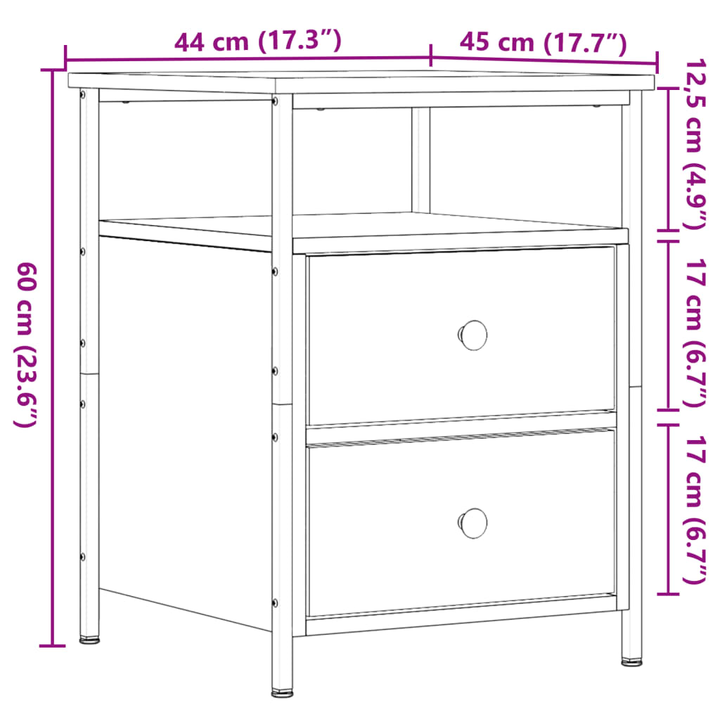 Nattbord artisan eik 44x45x60 cm konstruert tre