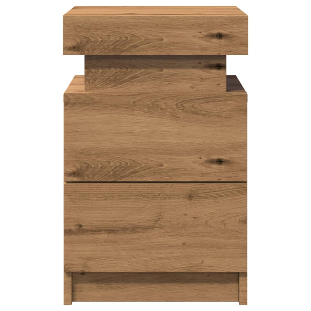 Nattbord 2 stk med LED artisan eik 35x39x55 cm konstruert tre