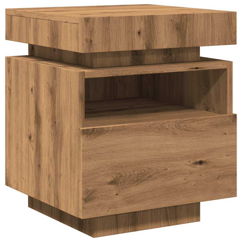 Nattbord med LED artisan eik 40x39x48,5 cm