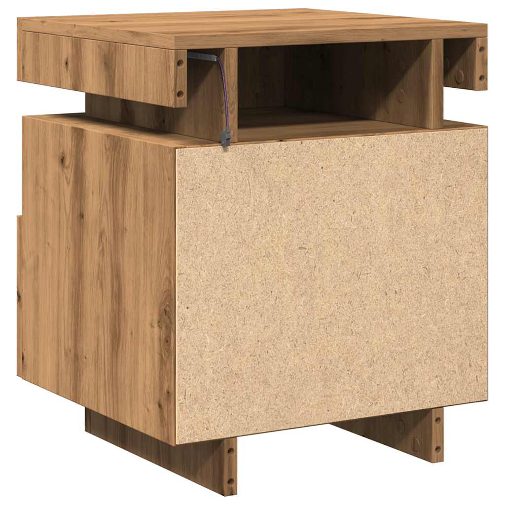 Nattbord med LED artisan eik 40x39x48,5 cm