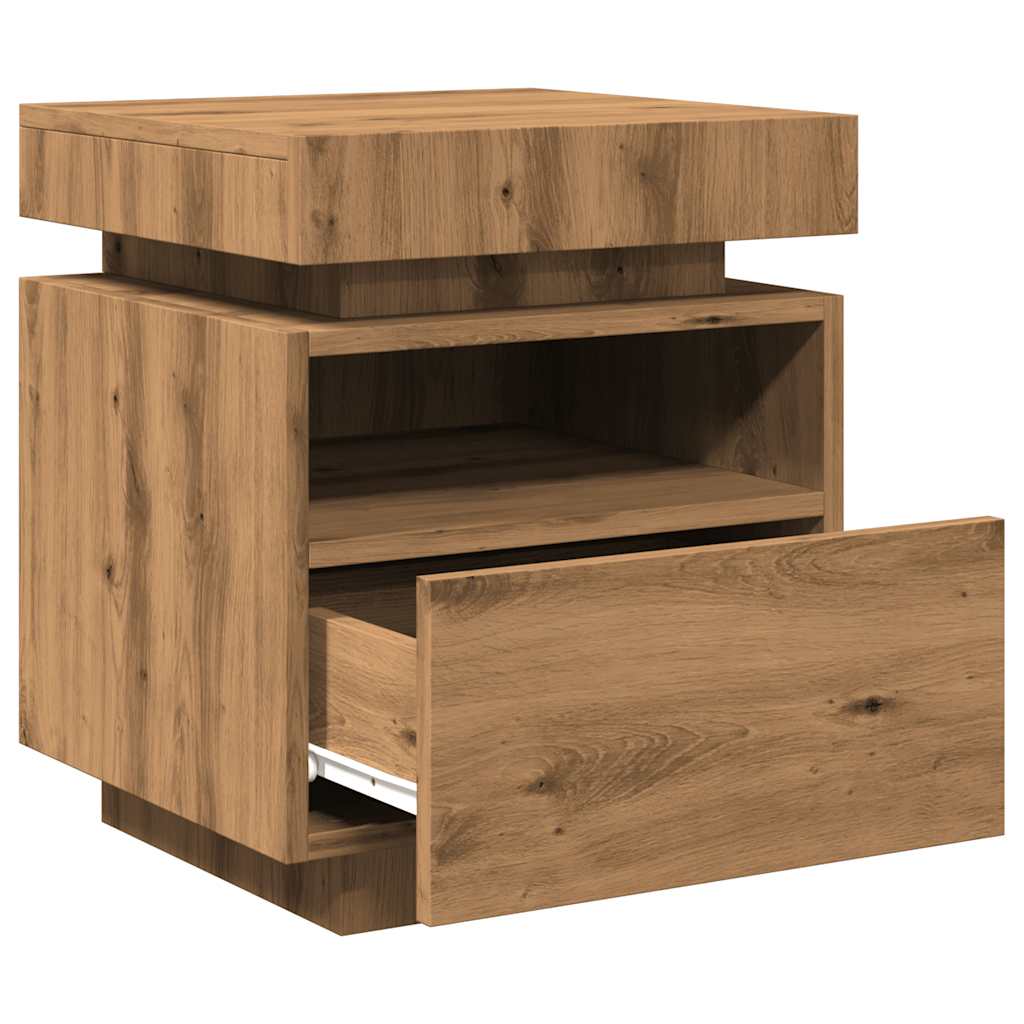 Nattbord med LED artisan eik 40x39x48,5 cm