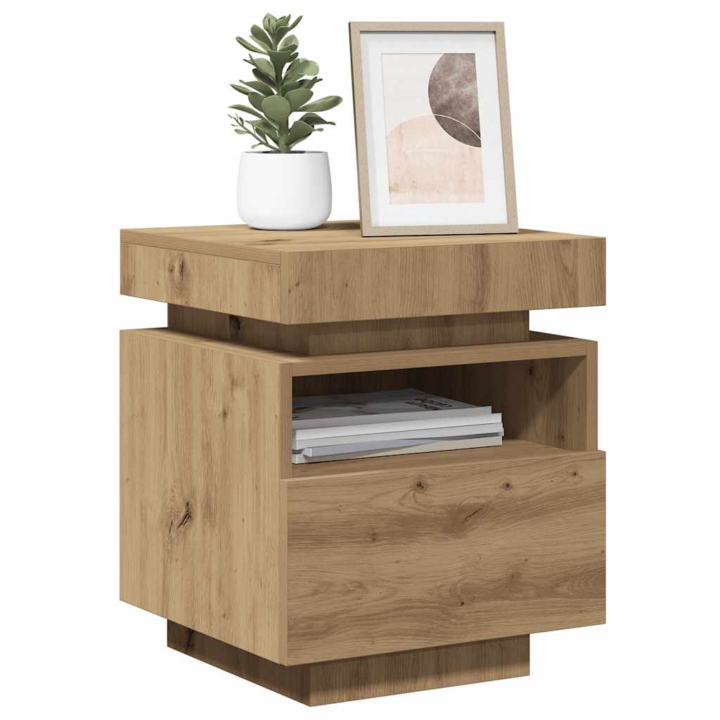 Nattbord med LED 2 stk artisan eik 40x39x48,5 cm