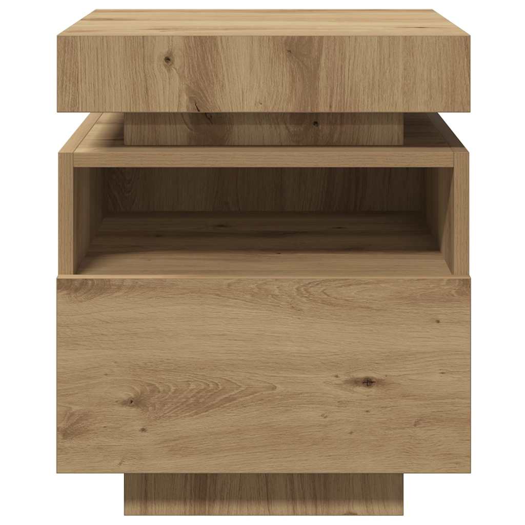 Nattbord med LED 2 stk artisan eik 40x39x48,5 cm