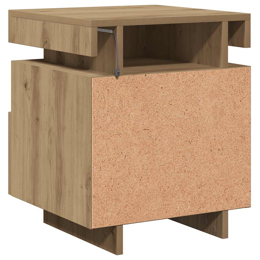 Nattbord med LED 2 stk artisan eik 40x39x48,5 cm