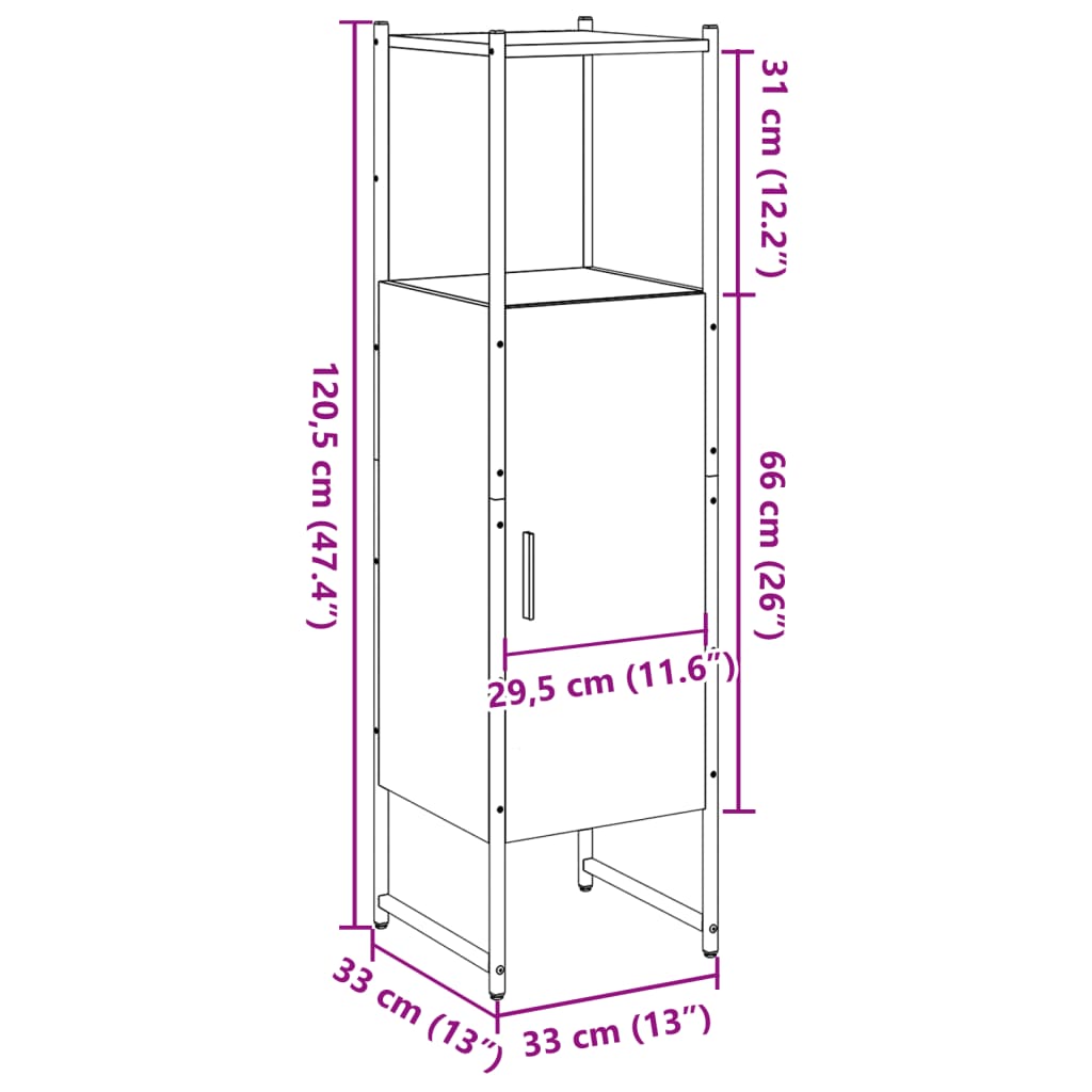 Baderomsskap gammelt tre 33x33x120,5 cm konstruert tre