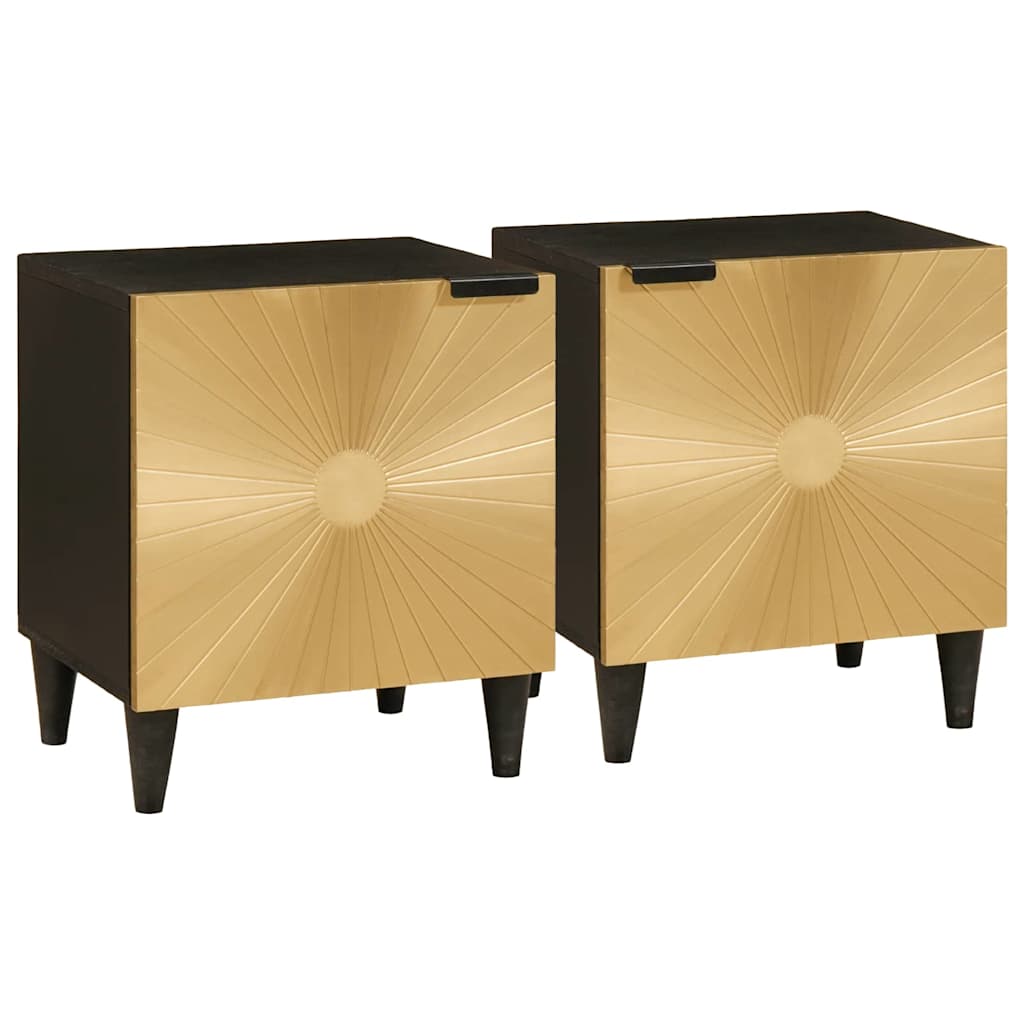 Nattbord 2 pcs Svart og Gull 40 x 33.5 x 46 cm