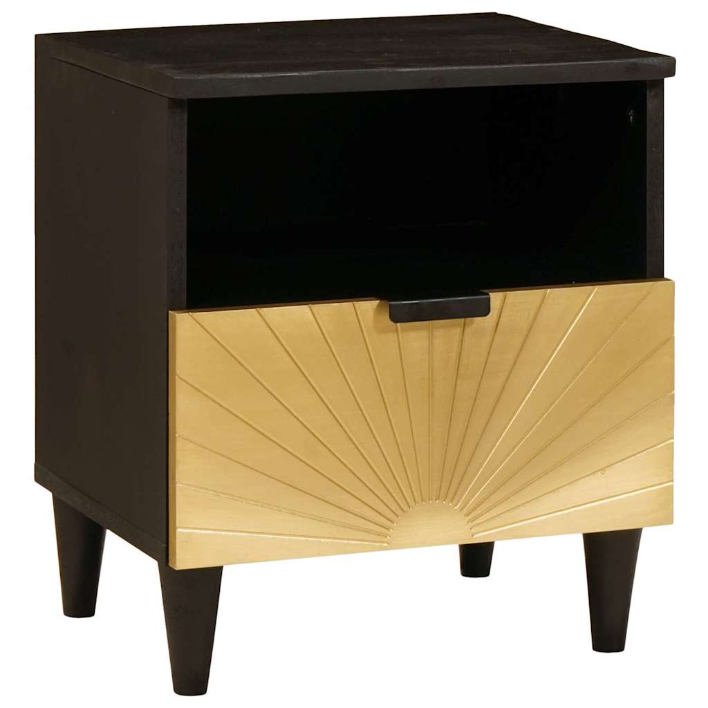 Nattbord 2 pcs Svart og Gull 40 x 33 x 46 cm heltre mango
