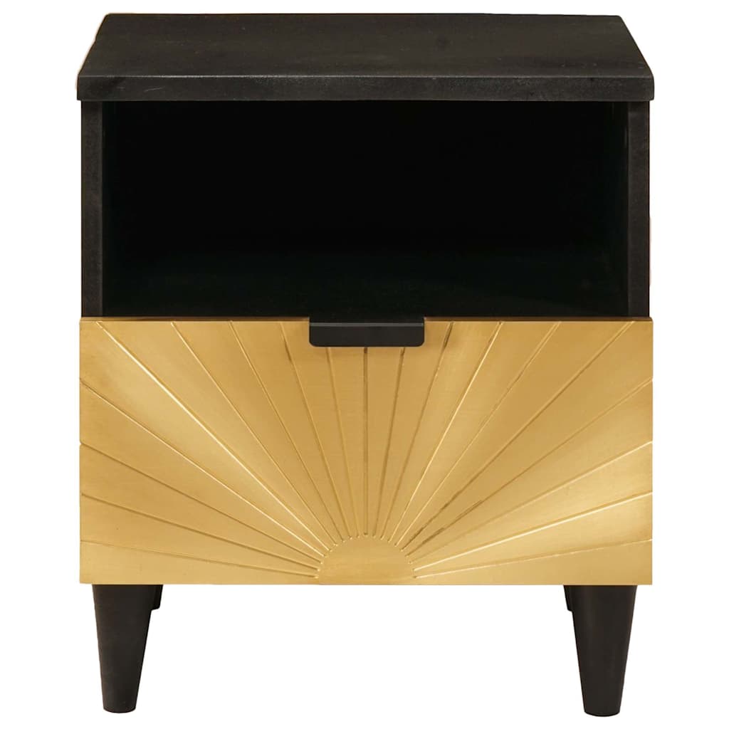 Nattbord 2 pcs Svart og Gull 40 x 33 x 46 cm heltre mango